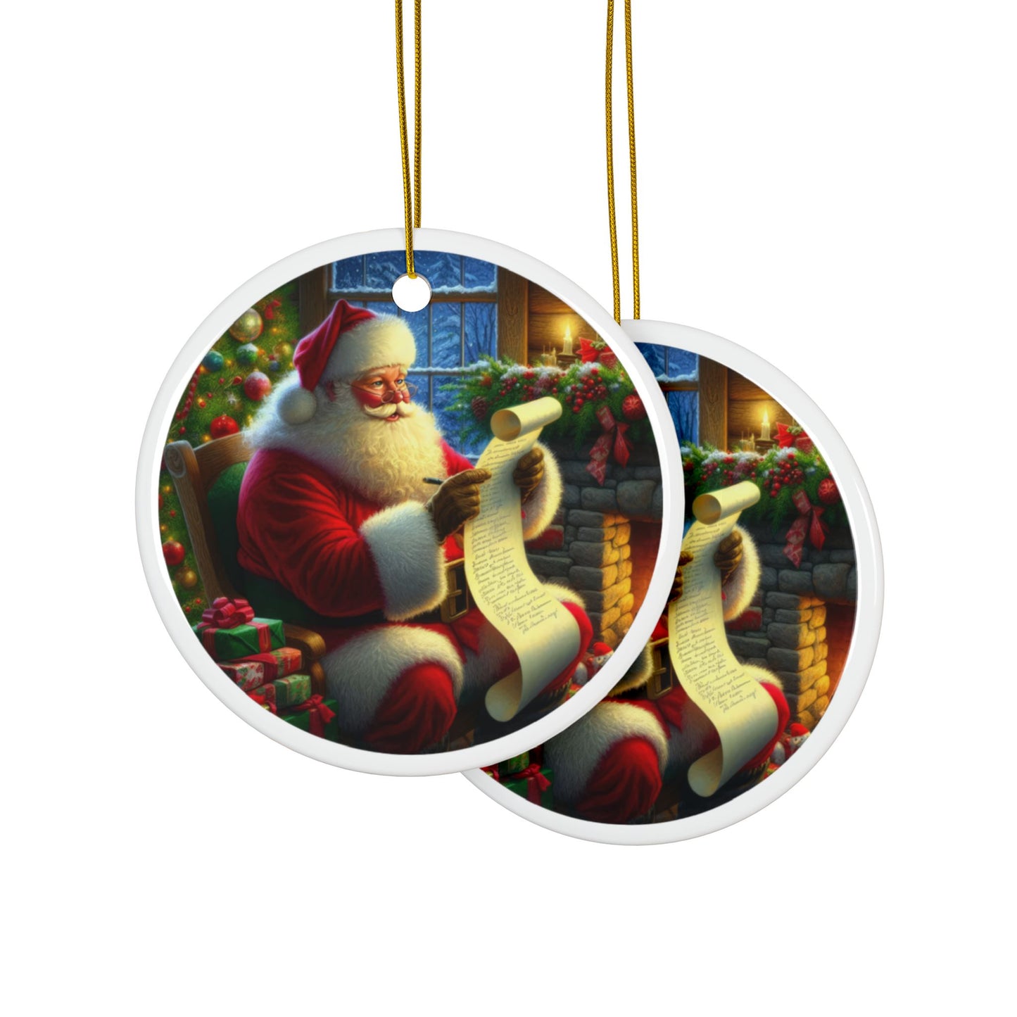 Making a List, Checking it Twice Christmas Ceramic Ornaments, 2-Side Print, (1pc, 3pcs, 5pcs, 10pcs)