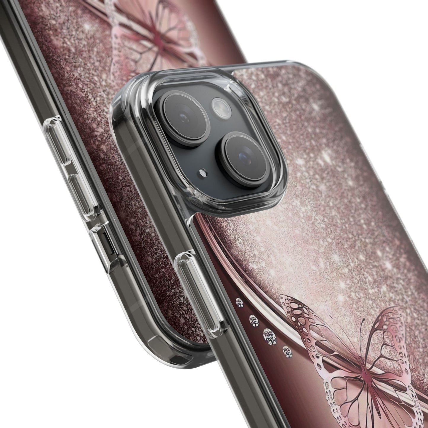 Elegant Butterfly Clear Case, Stylish Transparent Protective Cover for Women