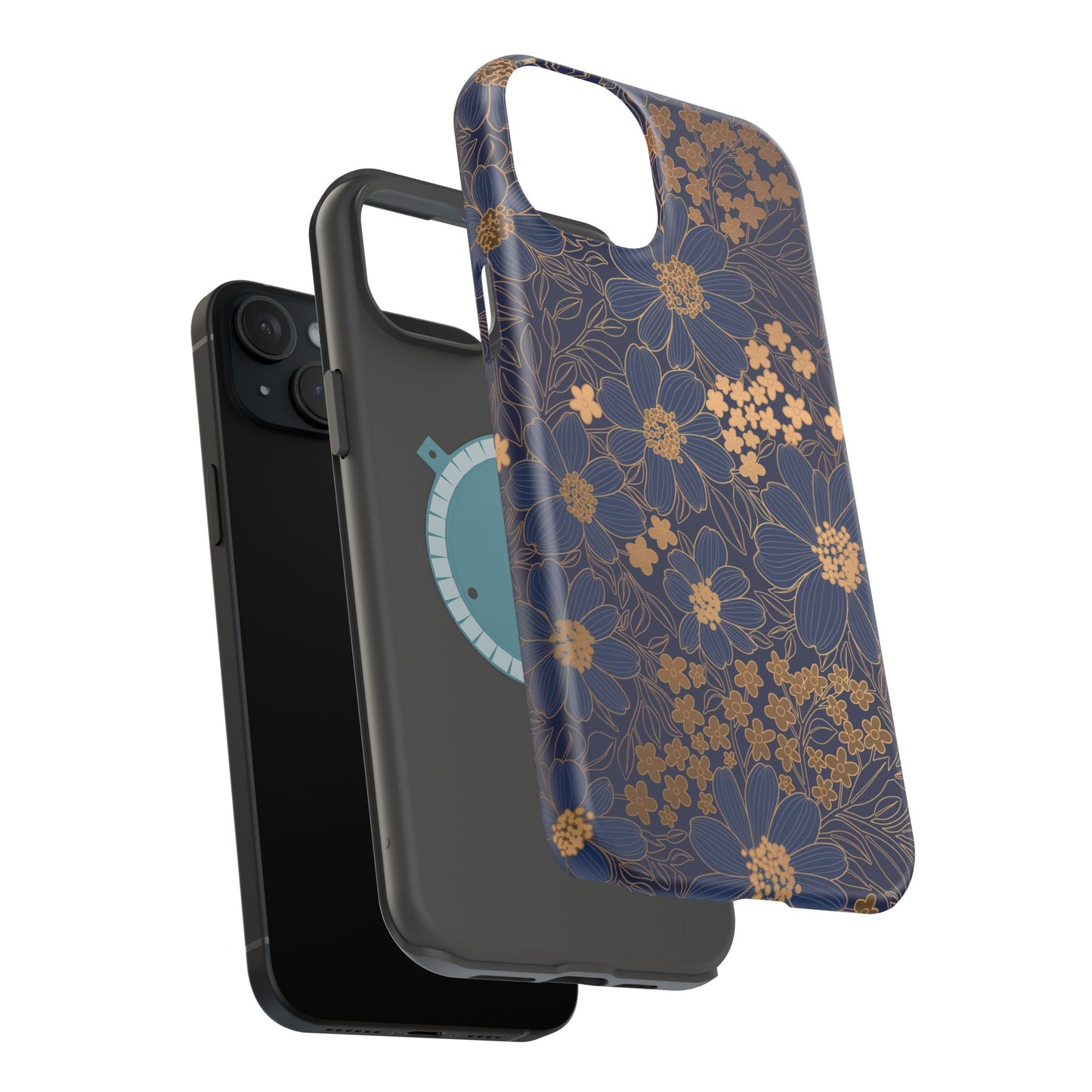 Luxury Serial Magnetic Phone Case, Golden Floral