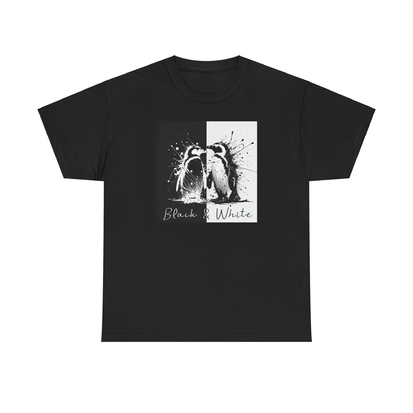 Black & White Penguins Unisex Heavy Cotton Tee