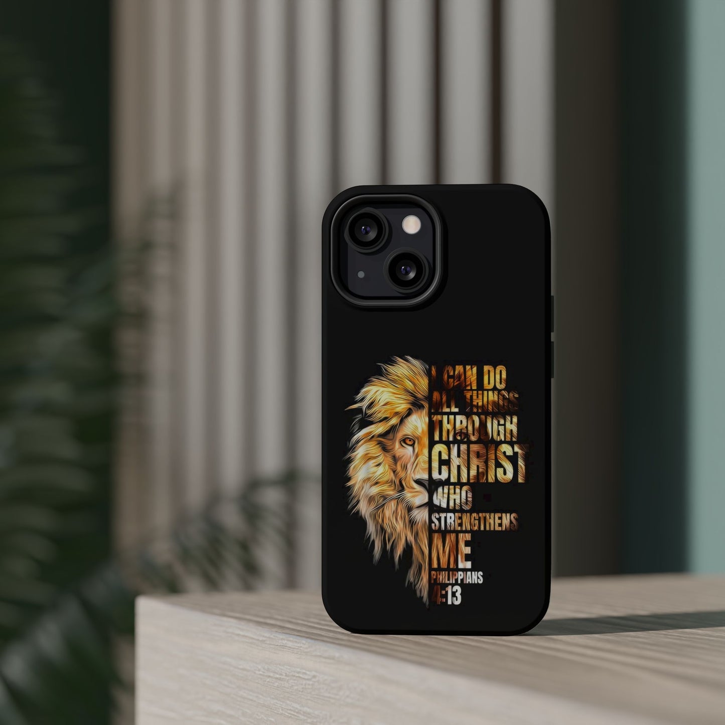 Inspirational Lion Magnetic iPhone Case, Strength & Faith, Christian Accessories