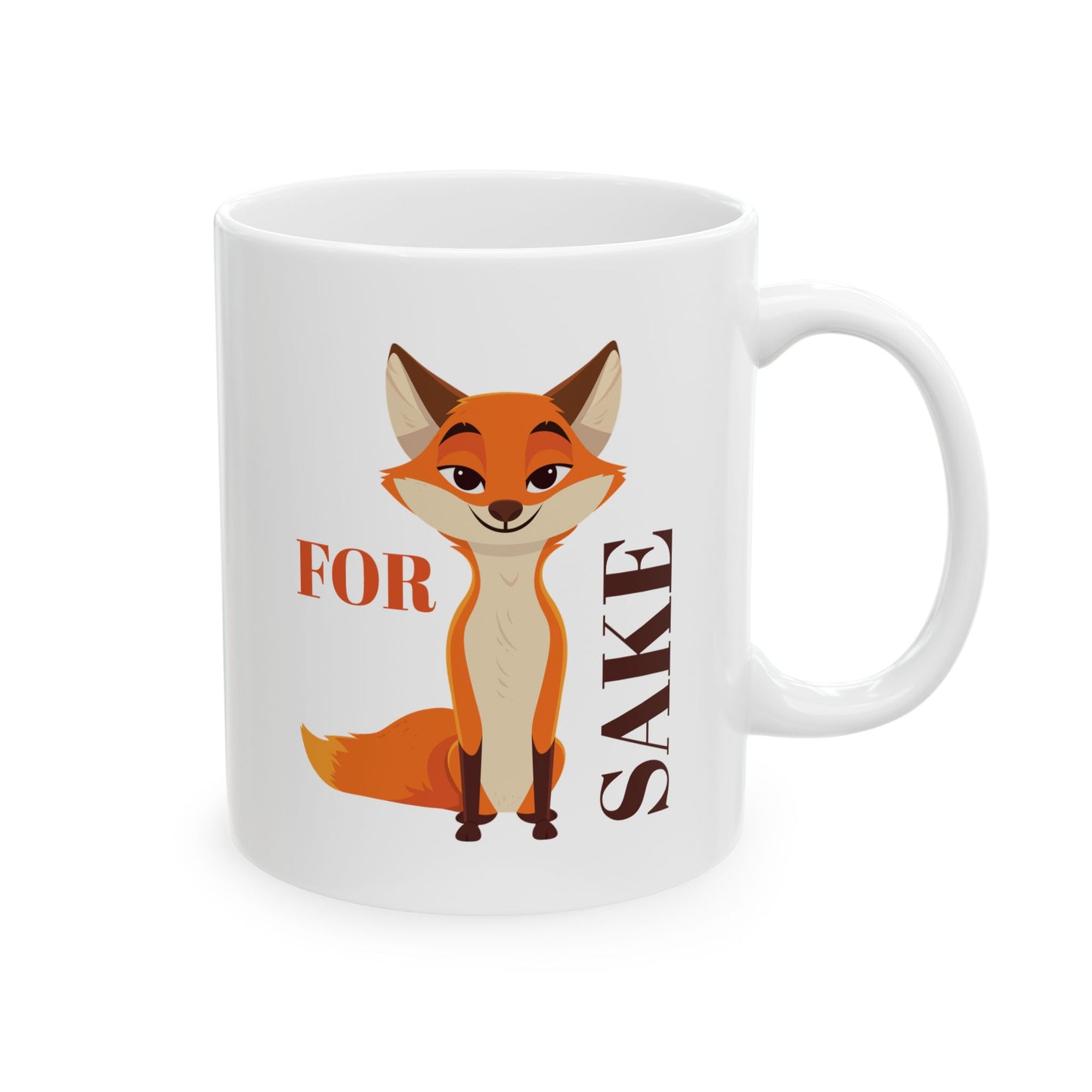 Funny Ceramic Mug - "For Fox Sake" Humorous Coffee Cup,  Quirky Drinkware, Perfect for Holiday or Birthday Gifts, 11oz & 15oz