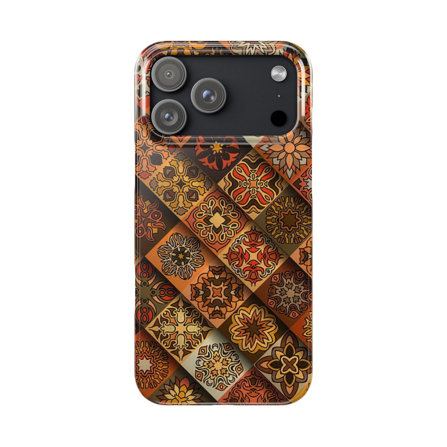 Aztec Geometric Slim Case, Boho Orange