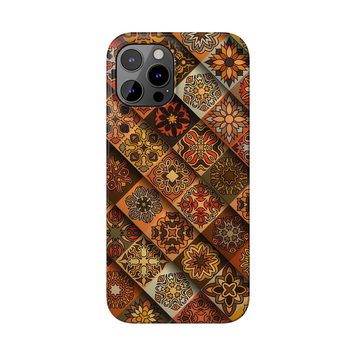 Aztec Geometric Slim Case, Boho Orange