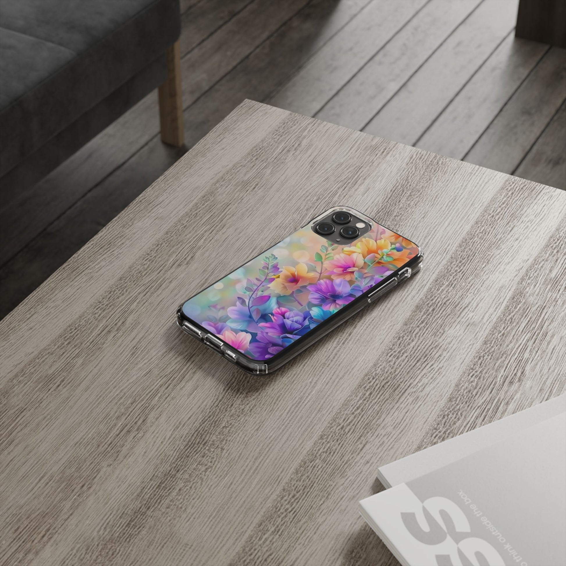 Floral Clear Phone Case -  Colorful Spring Design