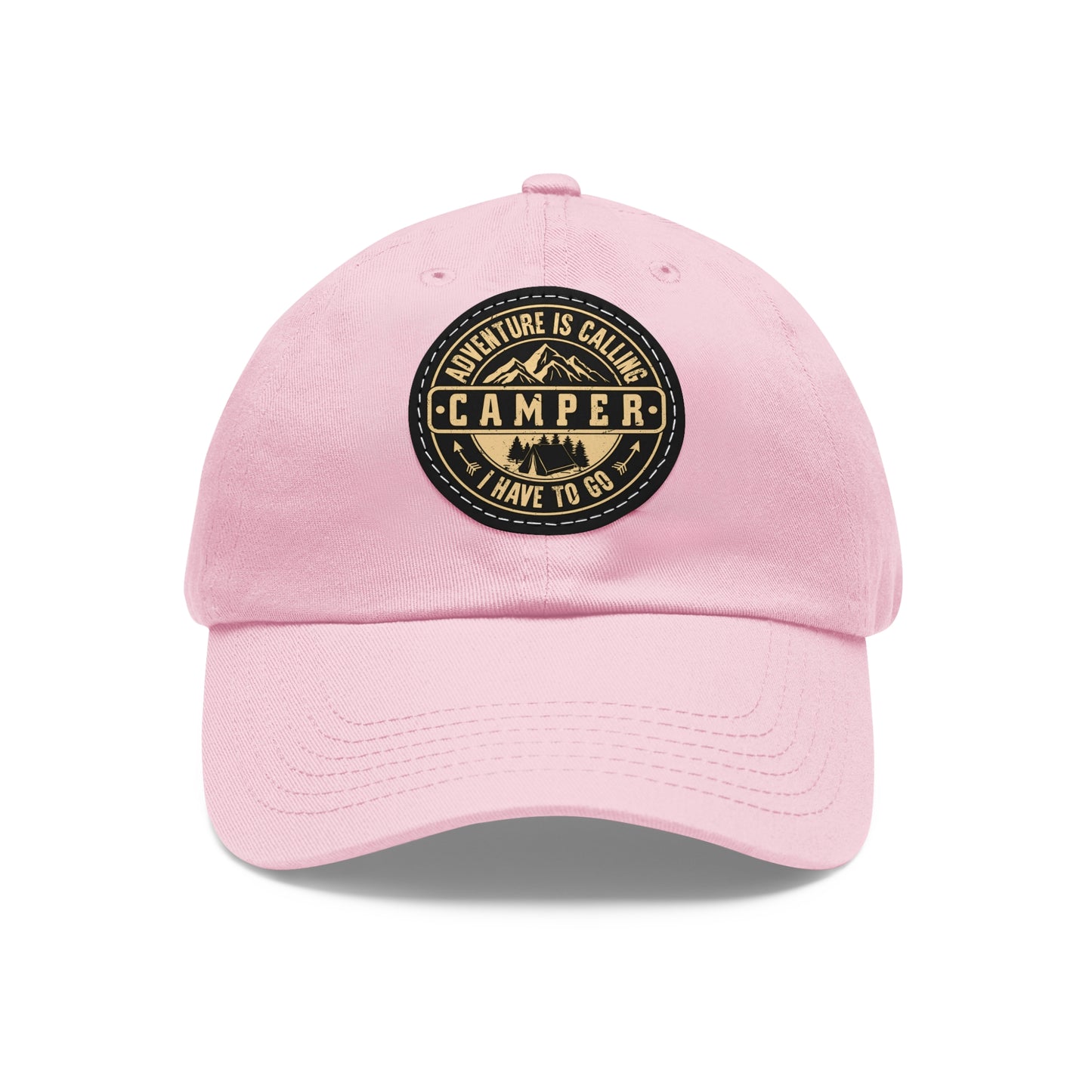Adventure Camper Dad Hat - Leather Patch Cap for Outdoor Lovers