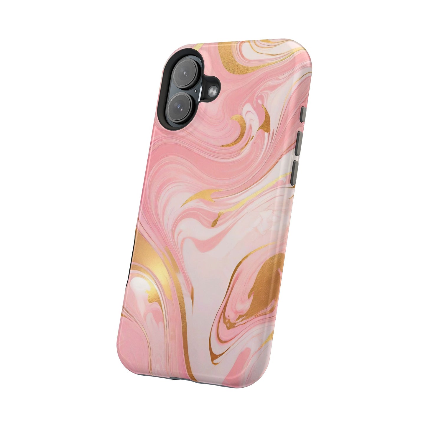 Stylish Magnetic Phone Case, Pink Marble Protective Cover