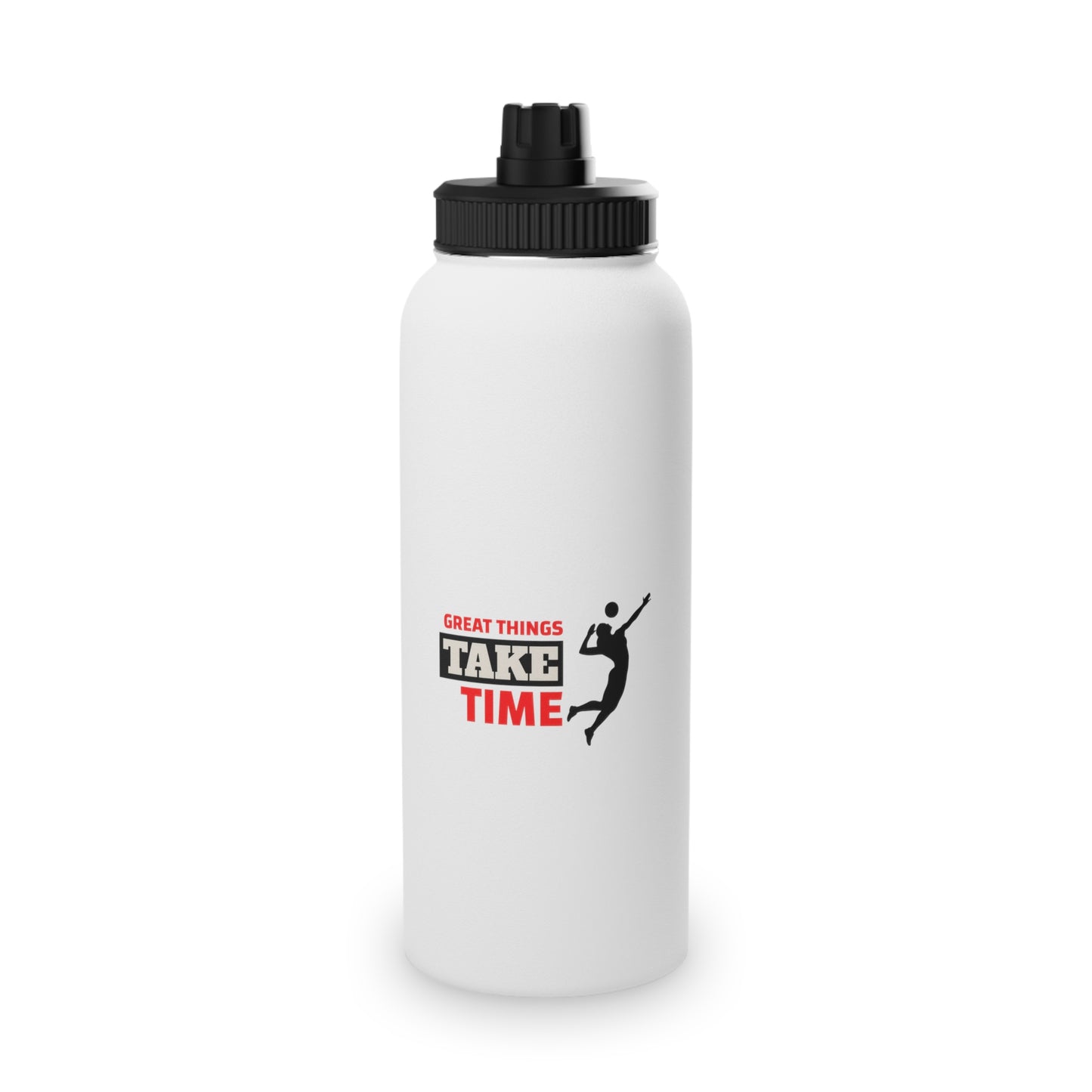 Great Things Take Time Stainless Steel Water Bottle, Sports Lid