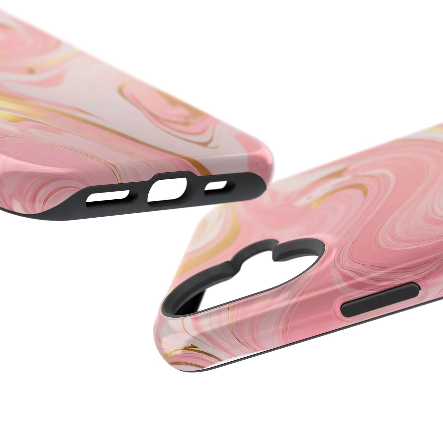 Stylish Magnetic Phone Case, Pink Marble Protective Cover