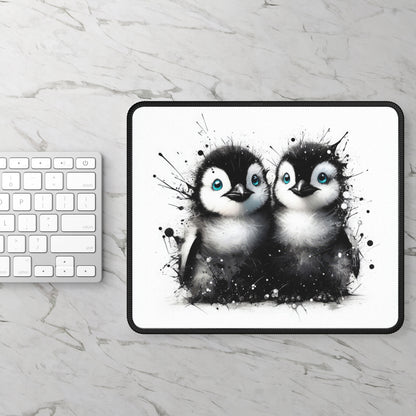 Mouse Pad - Black and White Penguin Chicks Design
