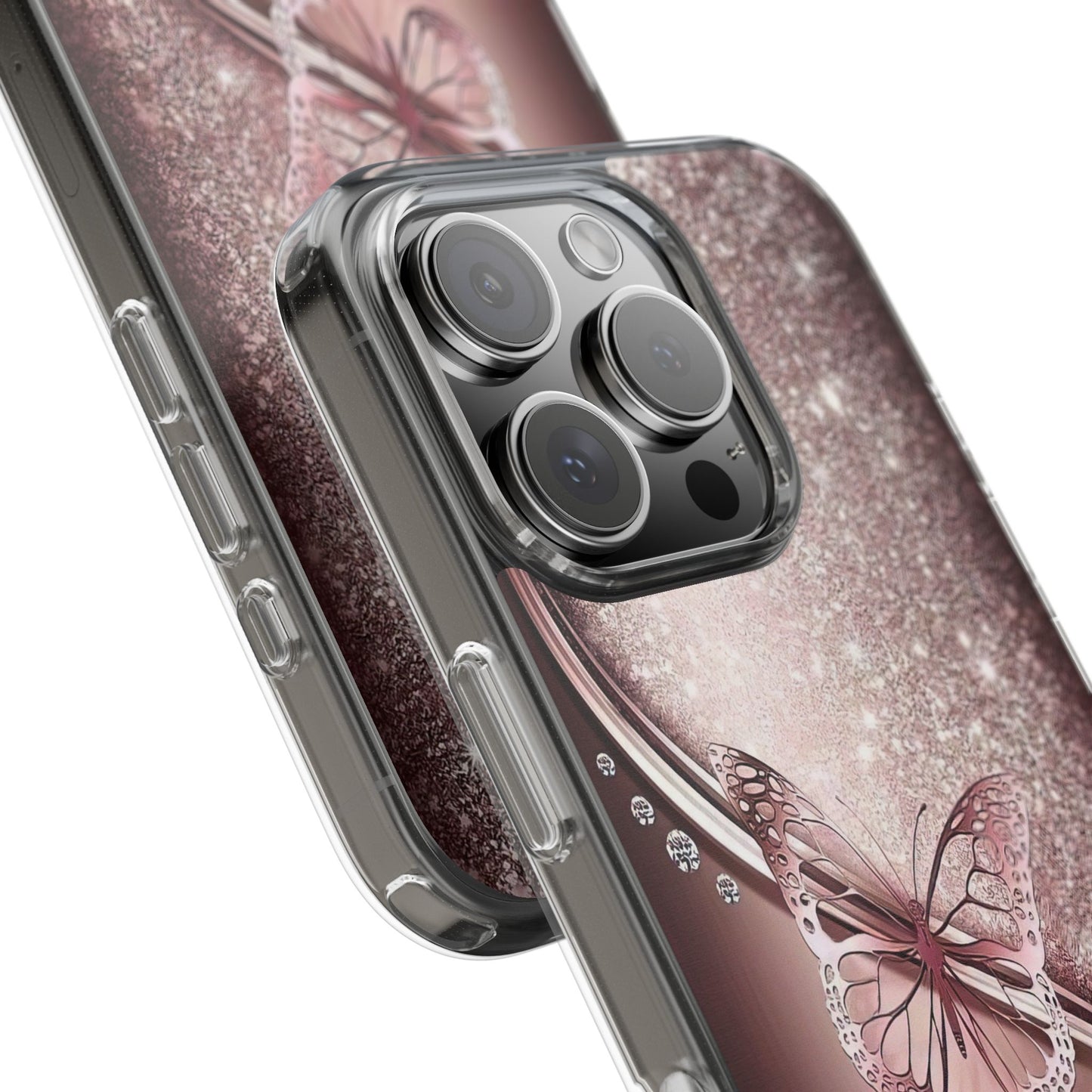 Elegant Butterfly Clear Case, Stylish Transparent Protective Cover for Women