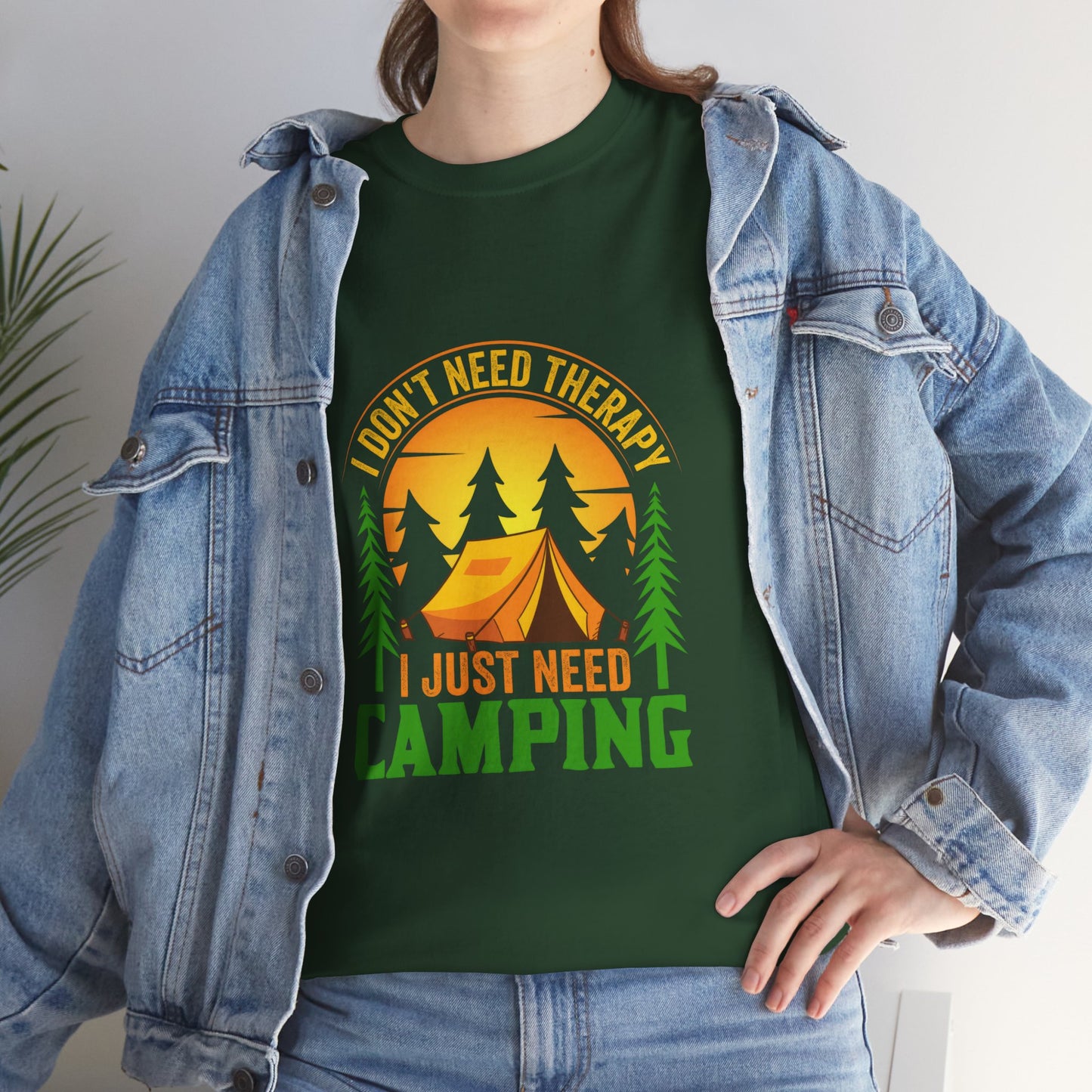 Camping Therapy Unisex Heavy Cotton Tee - Perfect for Outdoor Enthusiasts