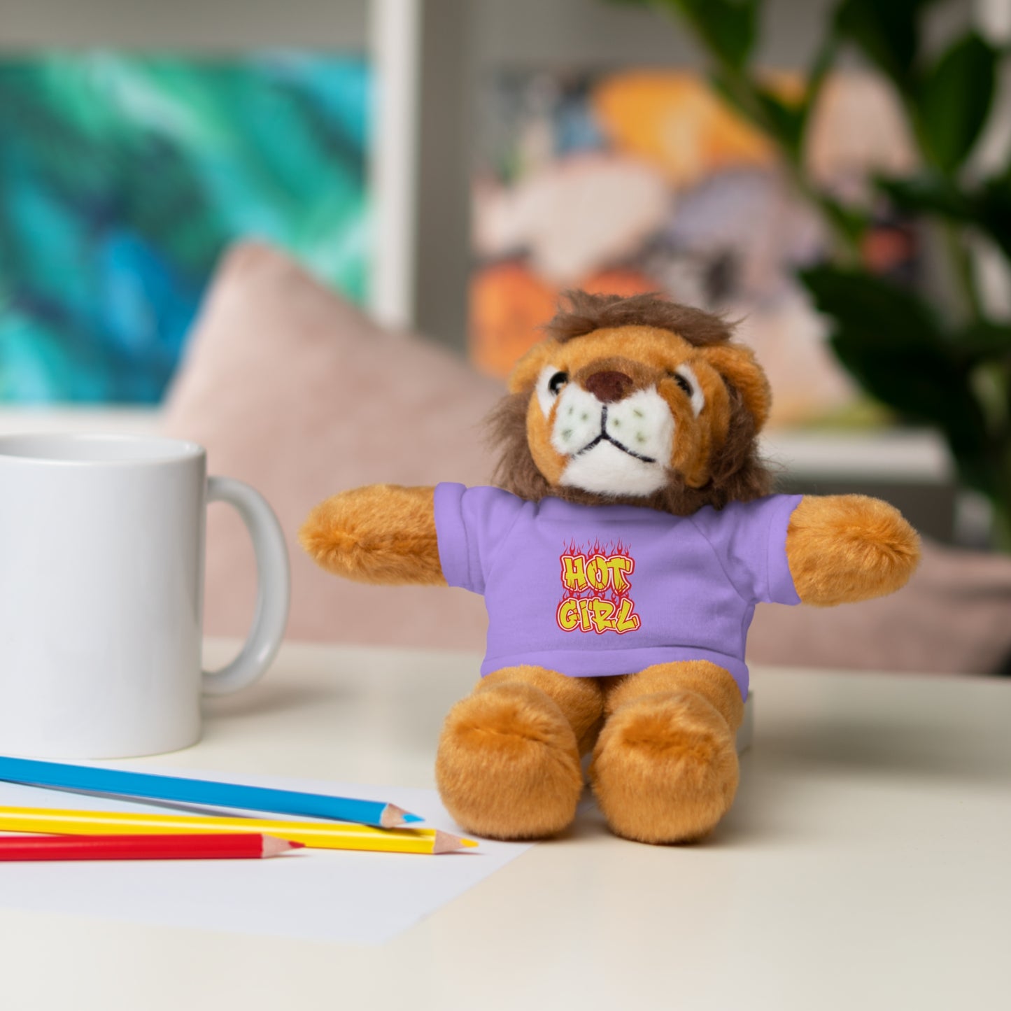 Cute Plush Animal with Hot Girl Tee for Birthdays, Baby Showers, Children, Gifts