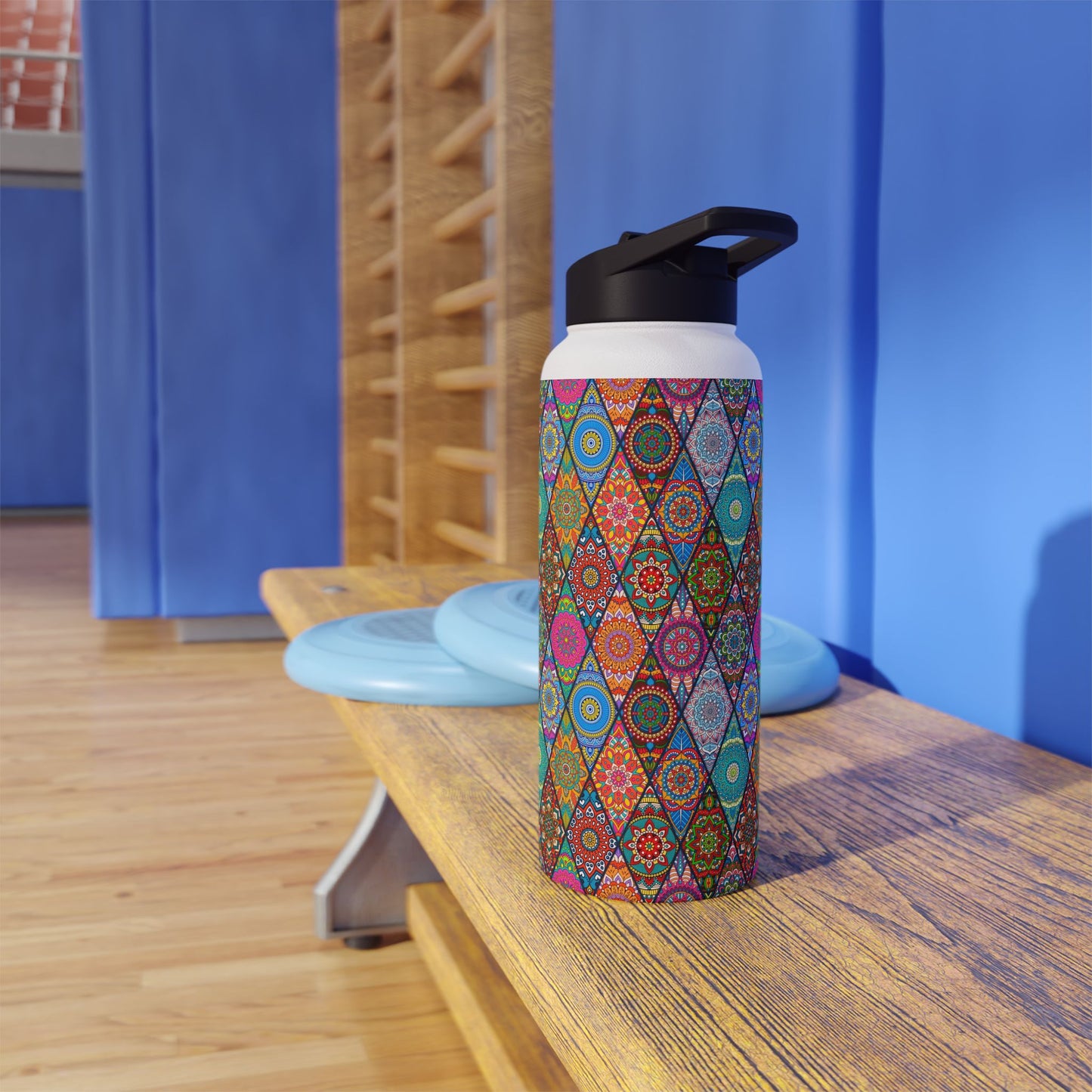 Mandala Argyle Stainless Steel Water Bottle, Standard Lid