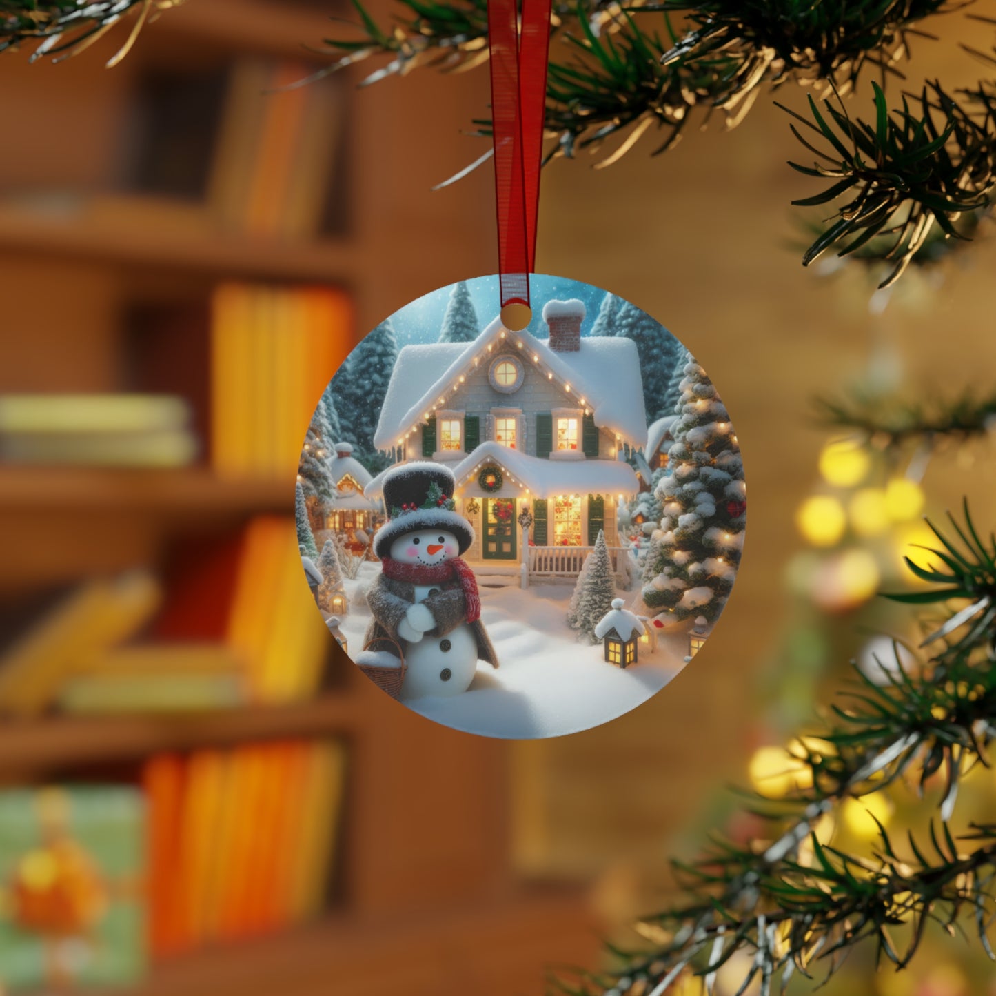 Snowman’s Holiday Warmth Metal Ornaments, 2-Side Print