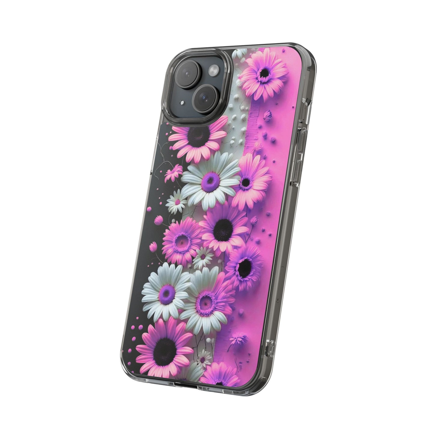 Floral Clear Phone Case – Pink Flower Design