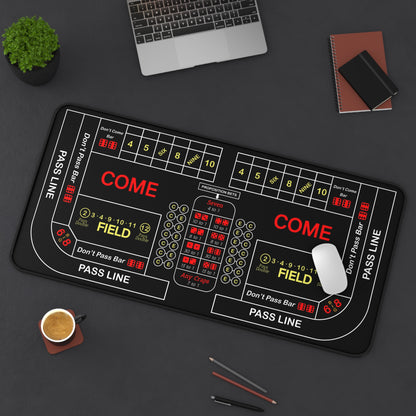 Casino Craps 2 Desk Mat — 2-in-1 Gaming Surface / Black