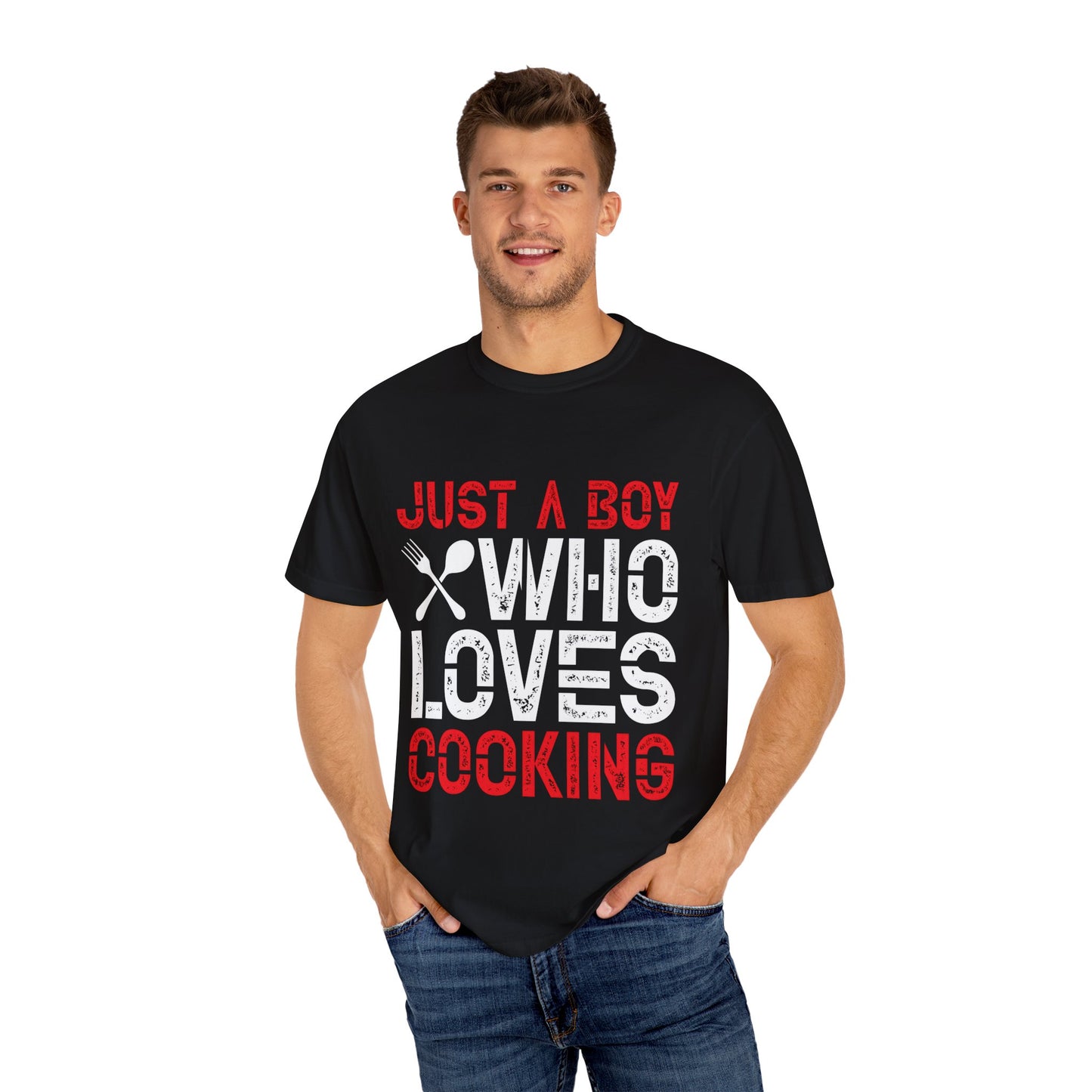 Just a Boy Who Loves Cooking T-Shirt - Unisex Garment-Dyed Tee
