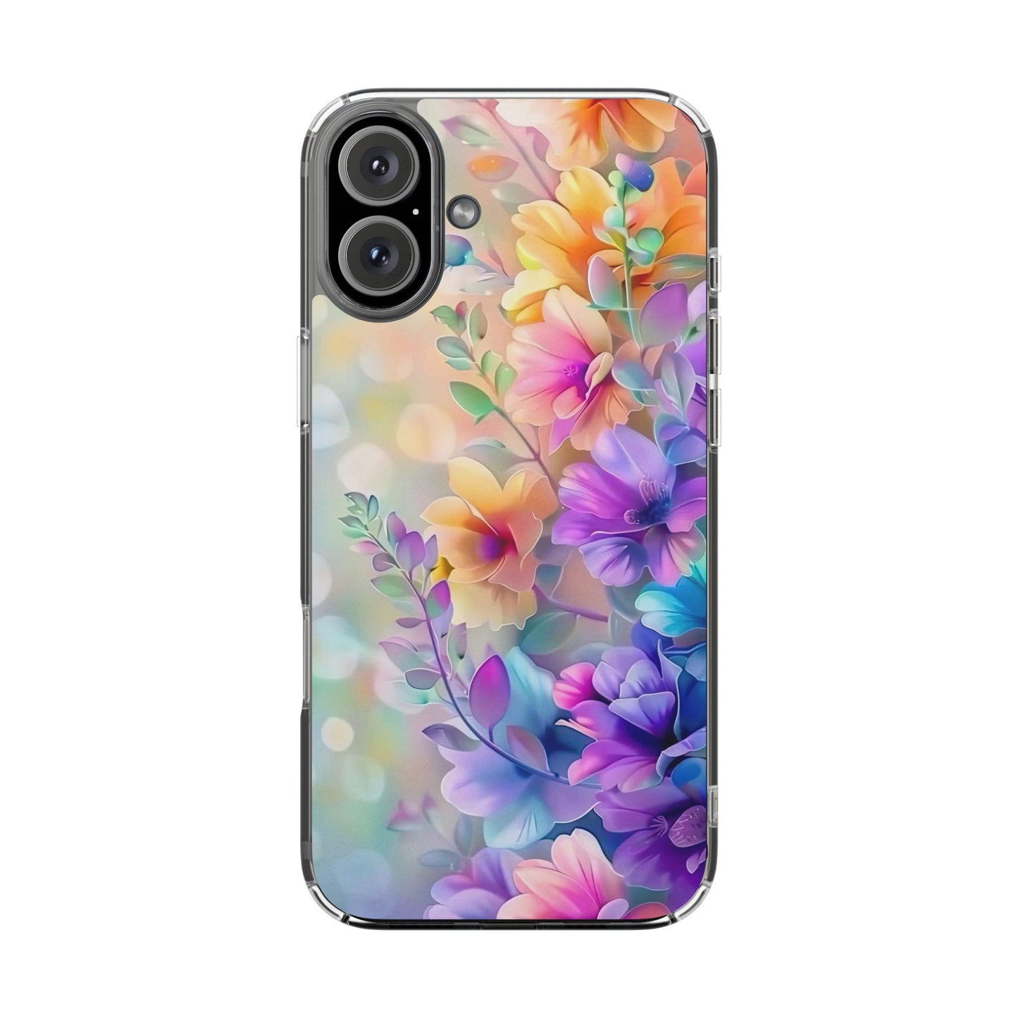 Floral Clear Phone Case -  Colorful Spring Design
