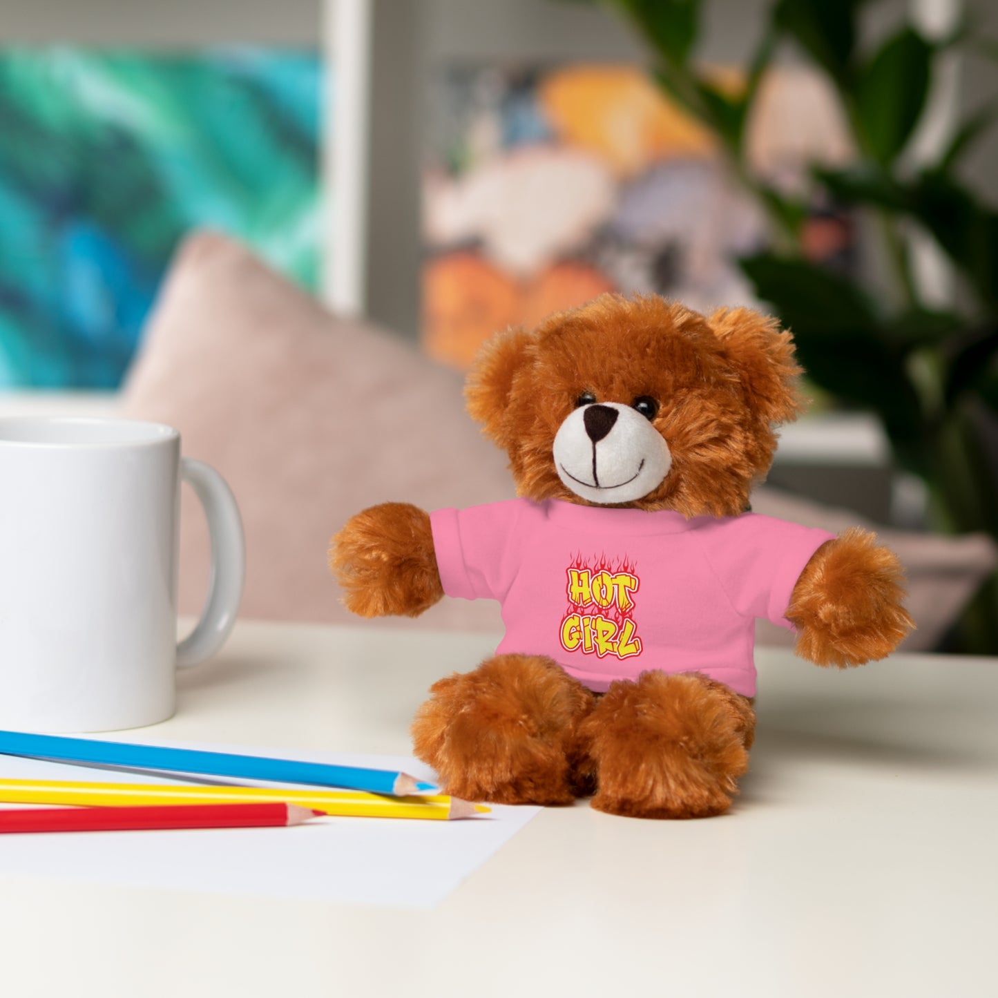 Cute Plush Animal with Hot Girl Tee for Birthdays, Baby Showers, Children, Gifts