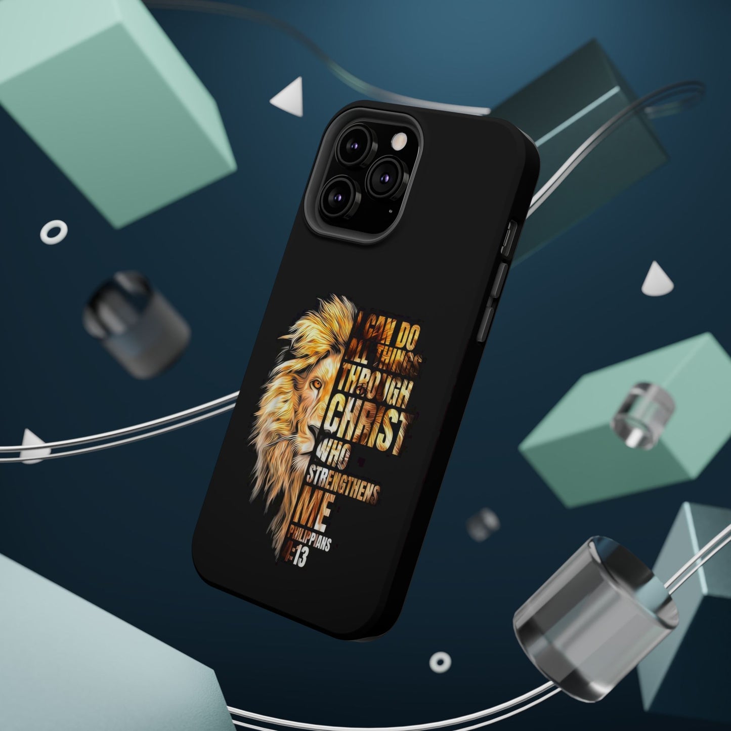 Inspirational Lion Magnetic iPhone Case, Strength & Faith, Christian Accessories