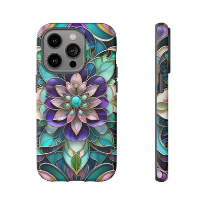 Floral Stained Glass Tough Phone Case -Stylish Protection for Your Device