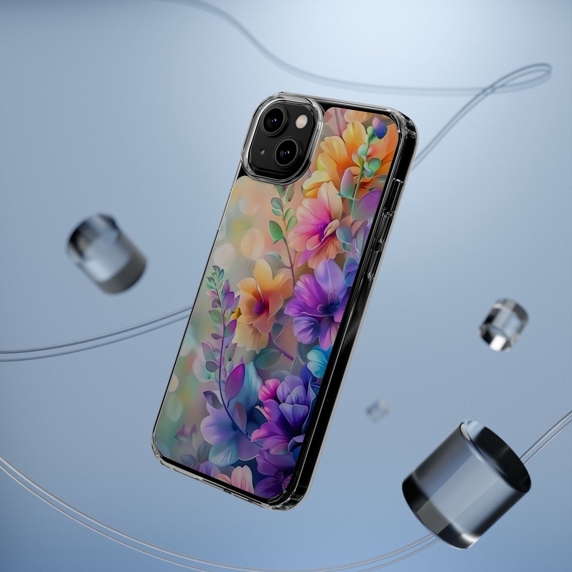 Floral Clear Phone Case -  Colorful Spring Design