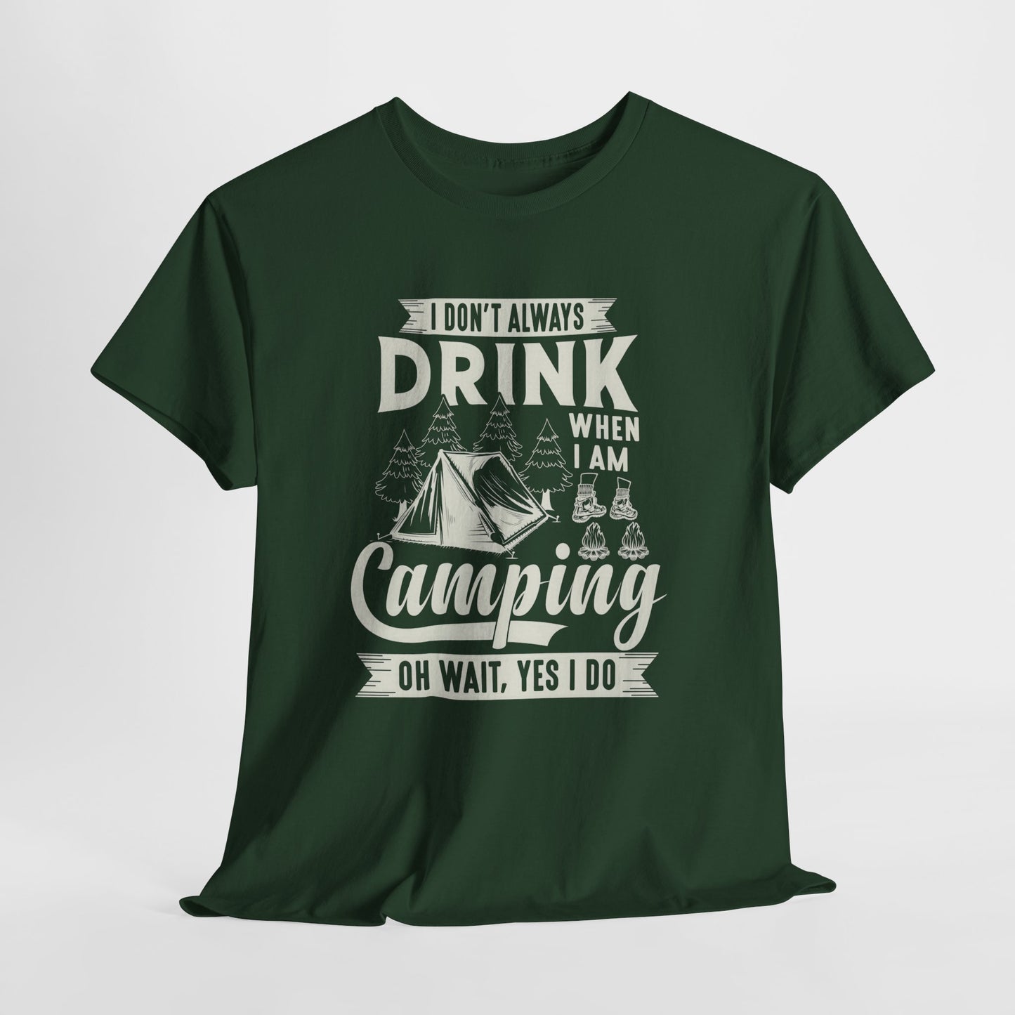 Camping Drinking Unisex Heavy Cotton Tee - Perfect Gift for Outdoor Enthusiasts