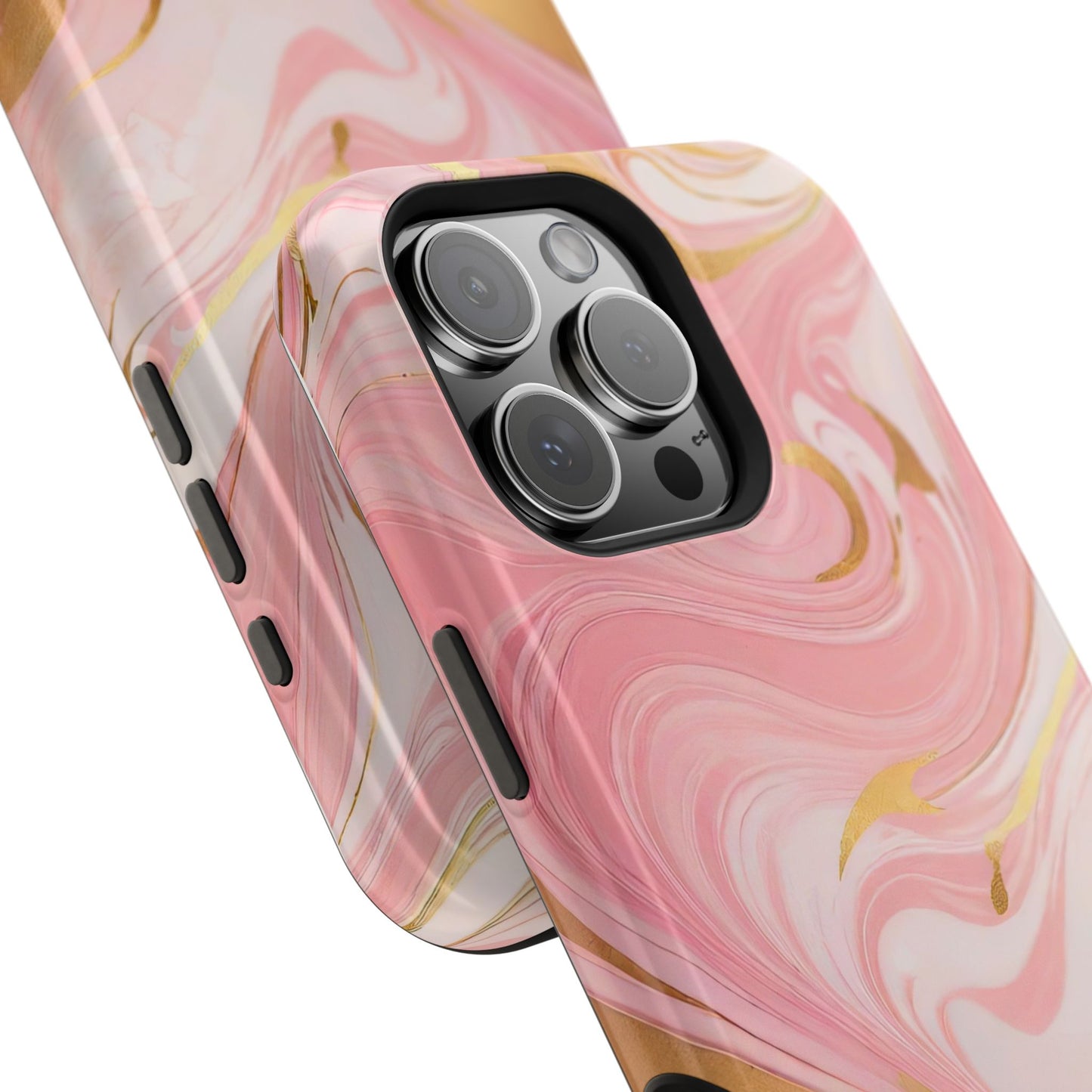 Stylish Magnetic Phone Case, Pink Marble Protective Cover