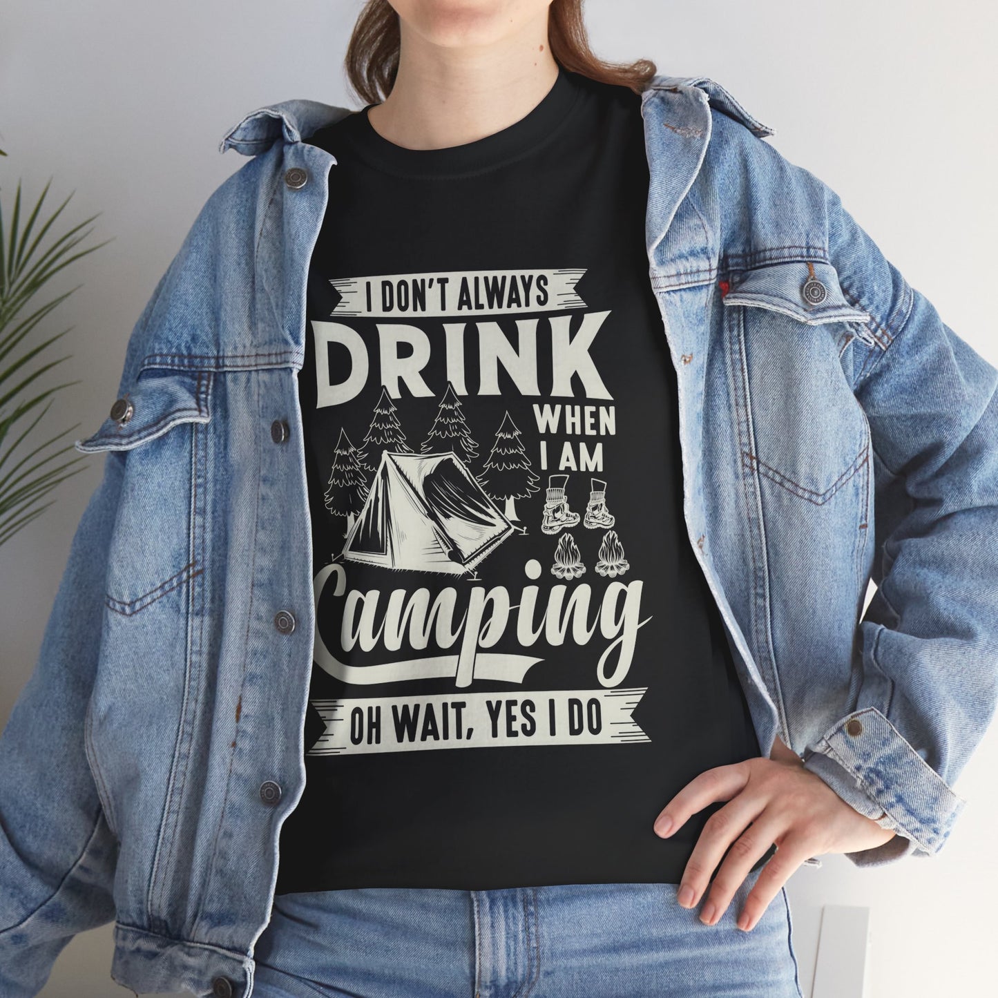 Camping Drinking Unisex Heavy Cotton Tee - Perfect Gift for Outdoor Enthusiasts