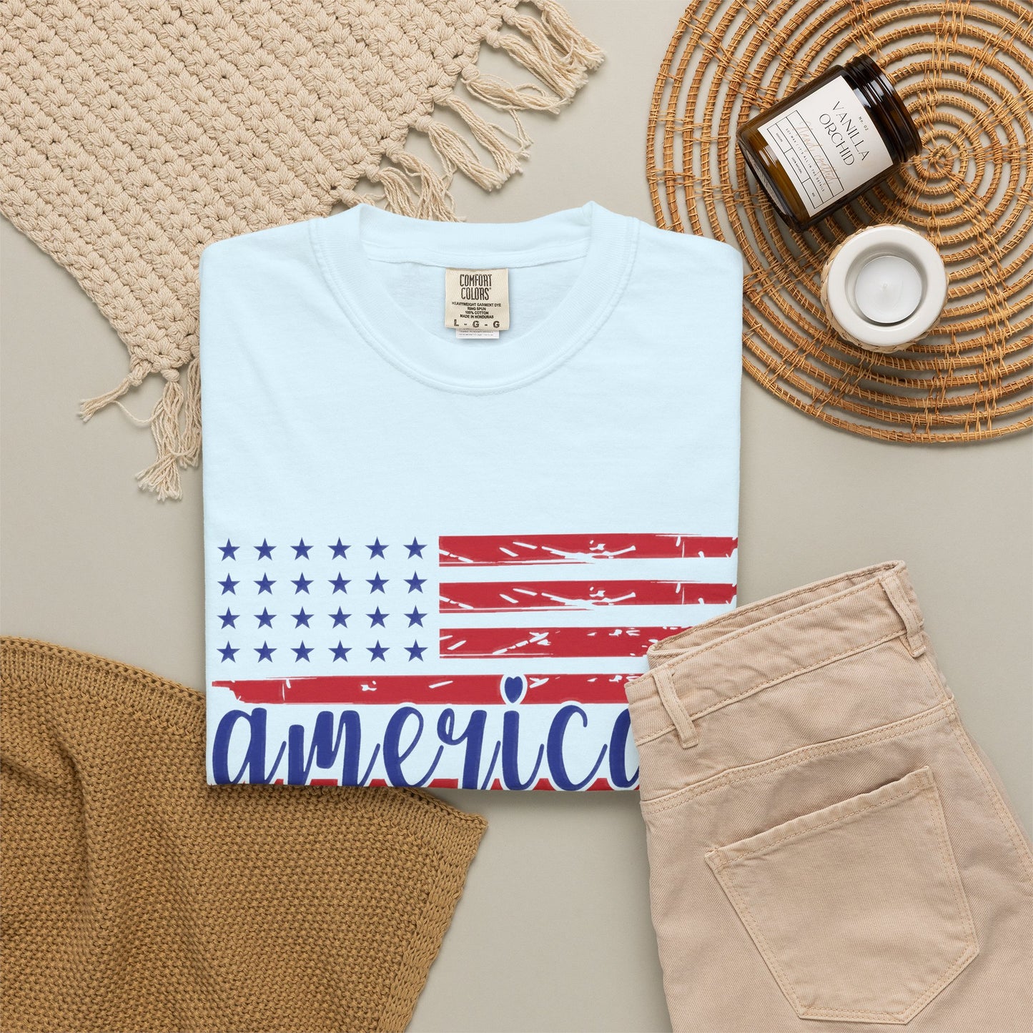 American Mom Garment-Dyed T-Shirt - Patriotic Tee for Moms