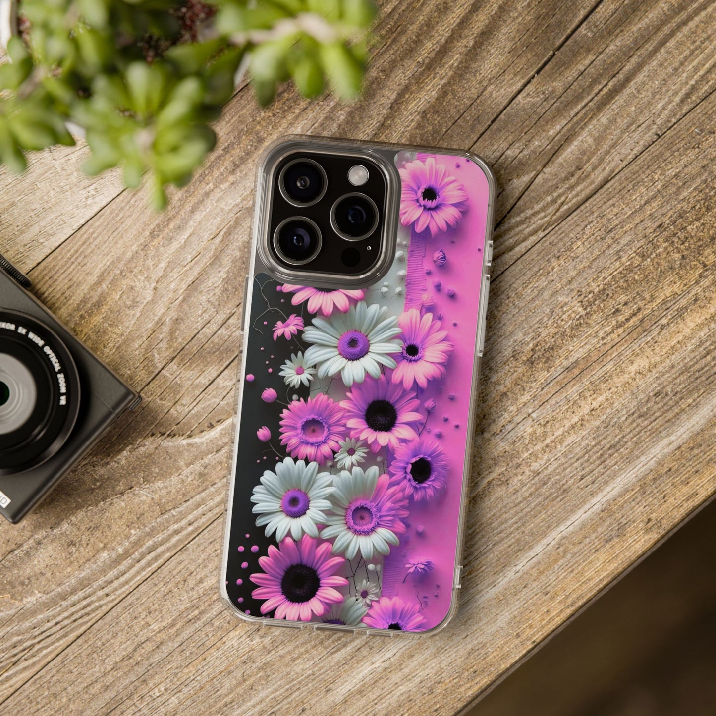 Floral Clear Phone Case – Pink Flower Design