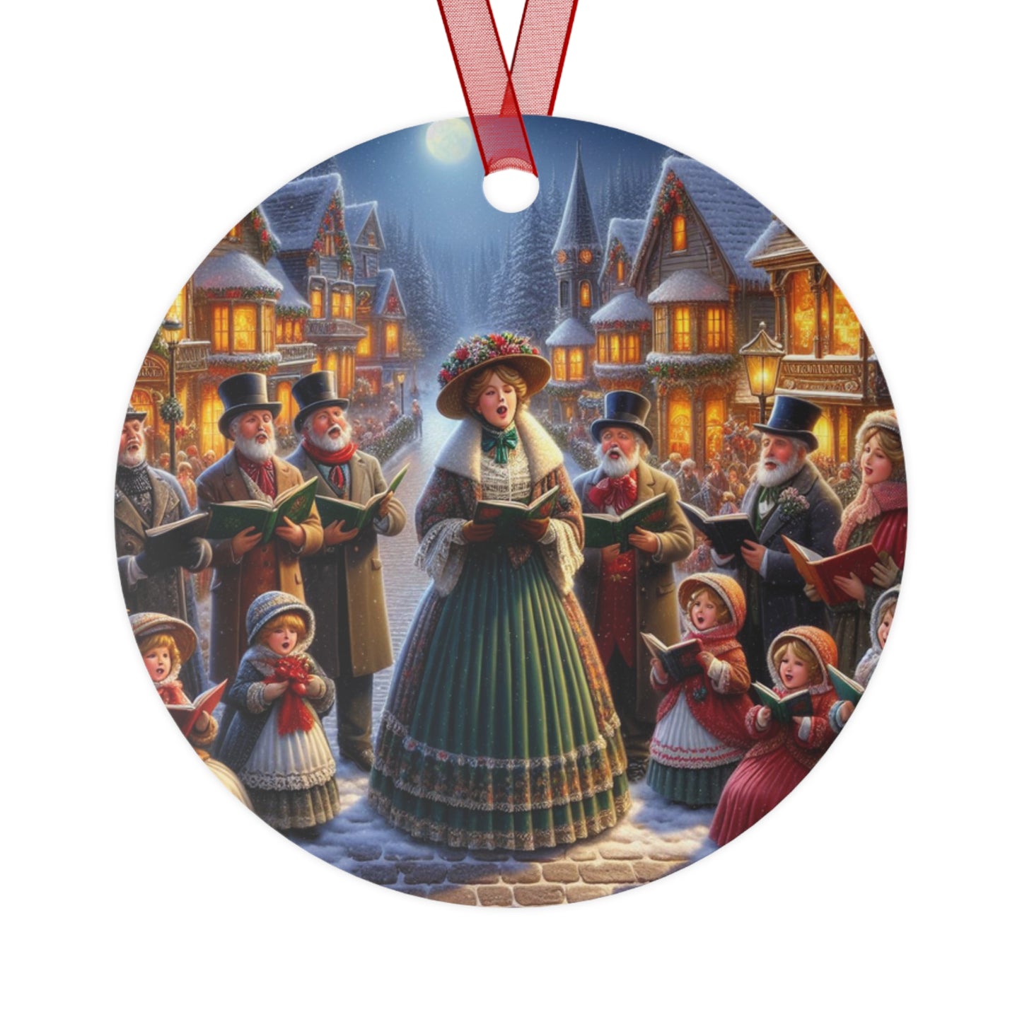 Victorian Christmas Carols Metal Ornaments, 2-Side Print