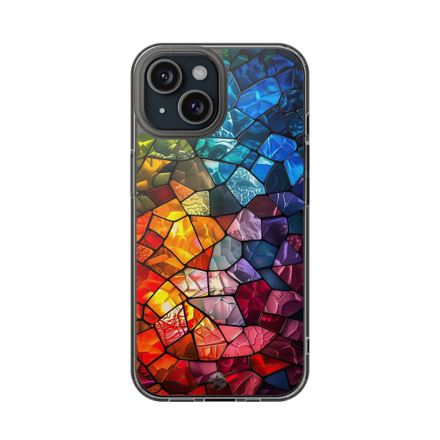 Vibrant Clear Phone Case, Colorful Stained Glass Design