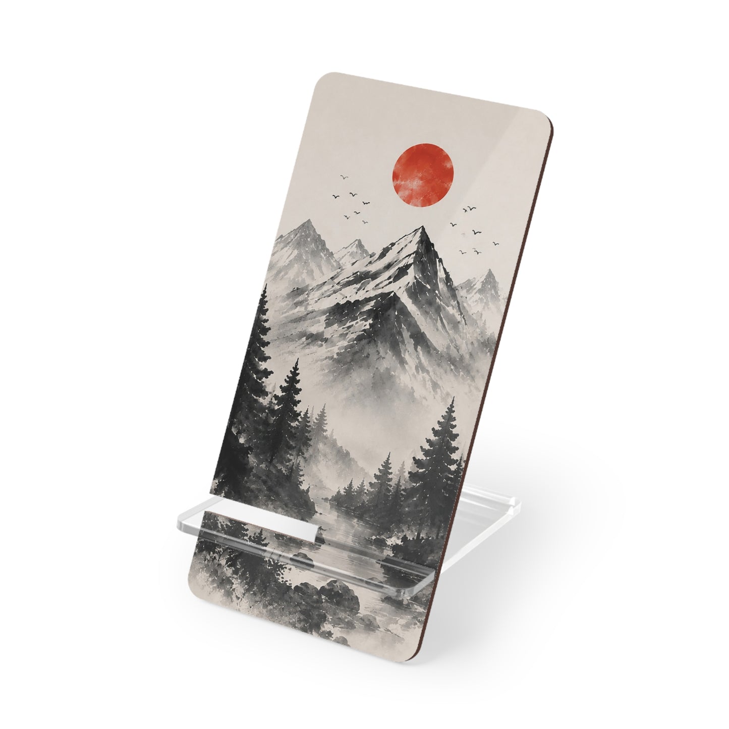 Red Sun Mountain Landscape Mobile Phone Stand