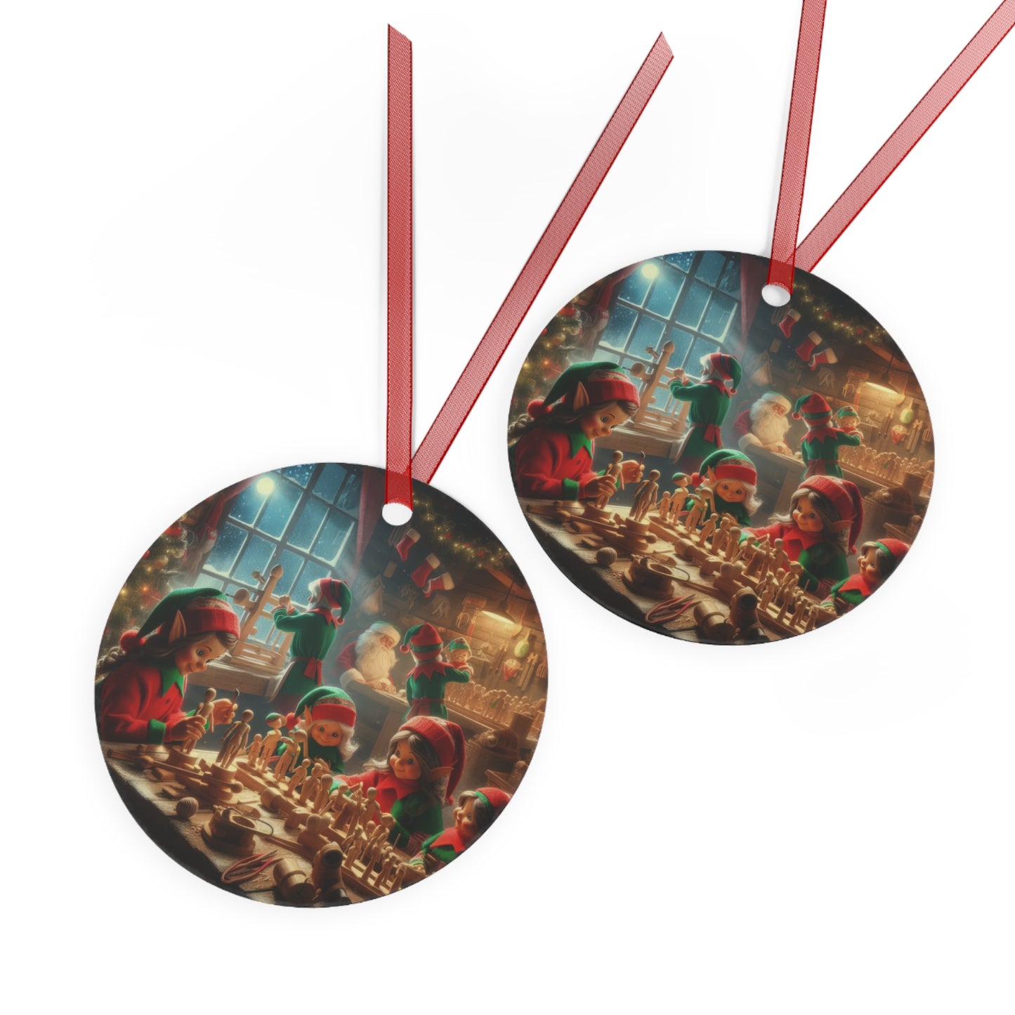 Magical Elves’ Workshop Metal Ornaments, 2-Side Print