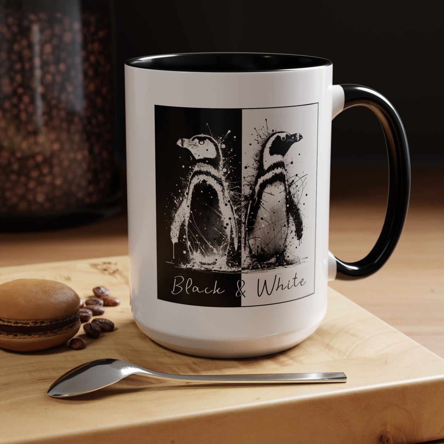 Black & White Penguins Accent Coffee Mug (11, 15oz)