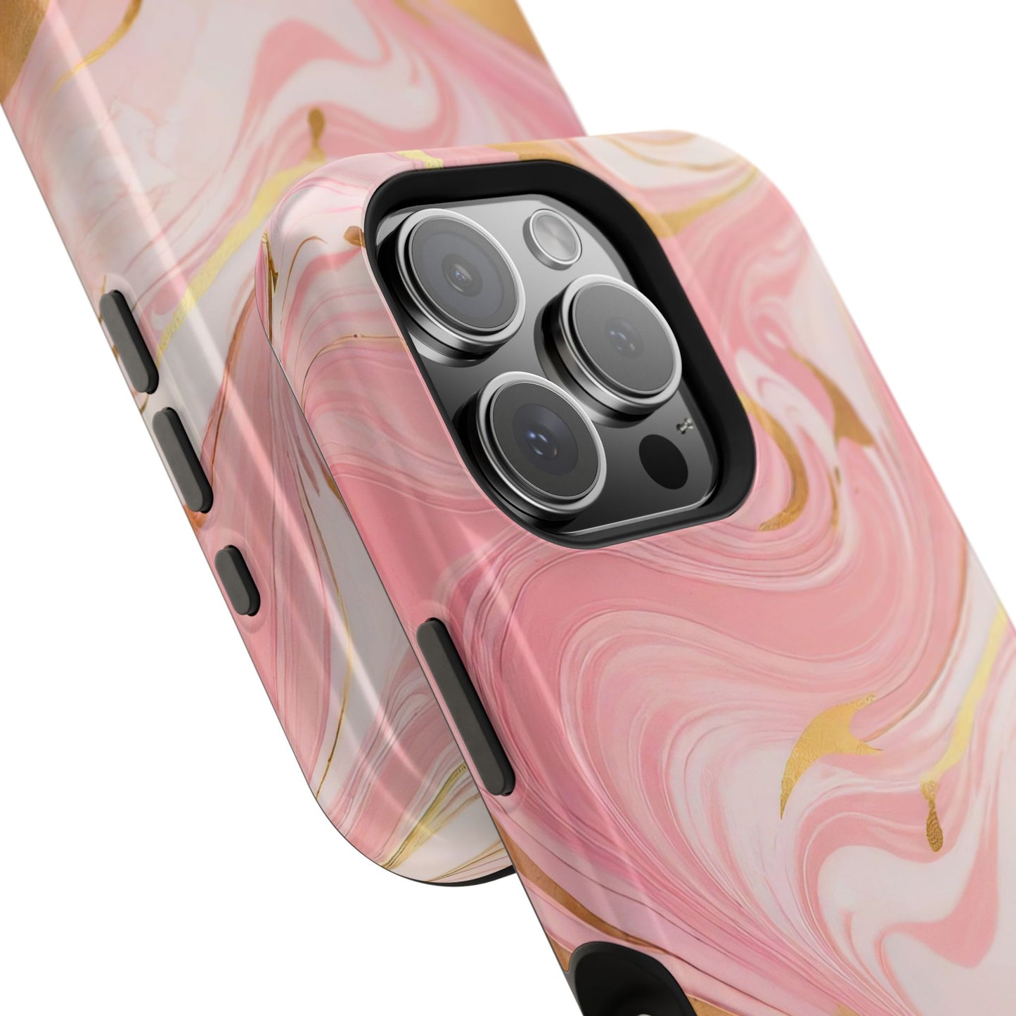 Stylish Magnetic Phone Case, Pink Marble Protective Cover