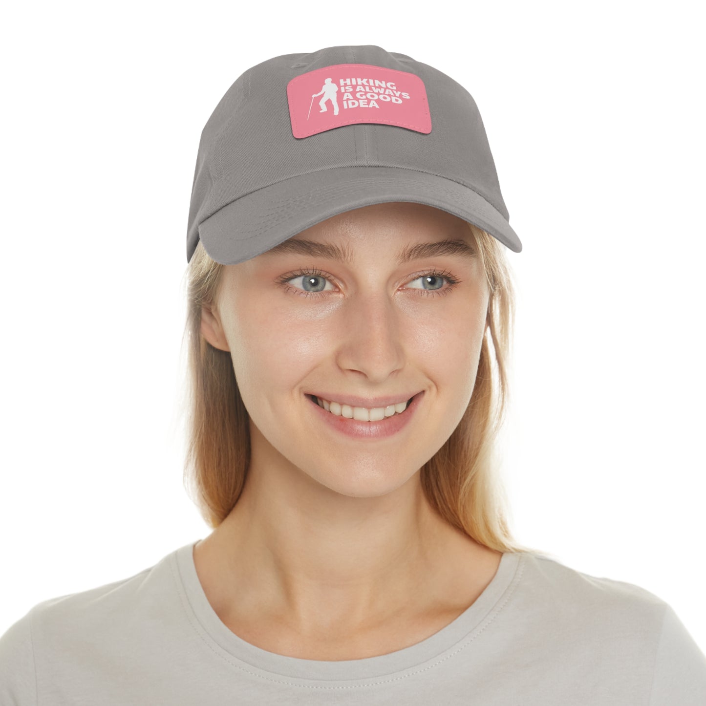 Hiking Is Always A Good Idea Dad Hat with Leather Patch (Rectangle)