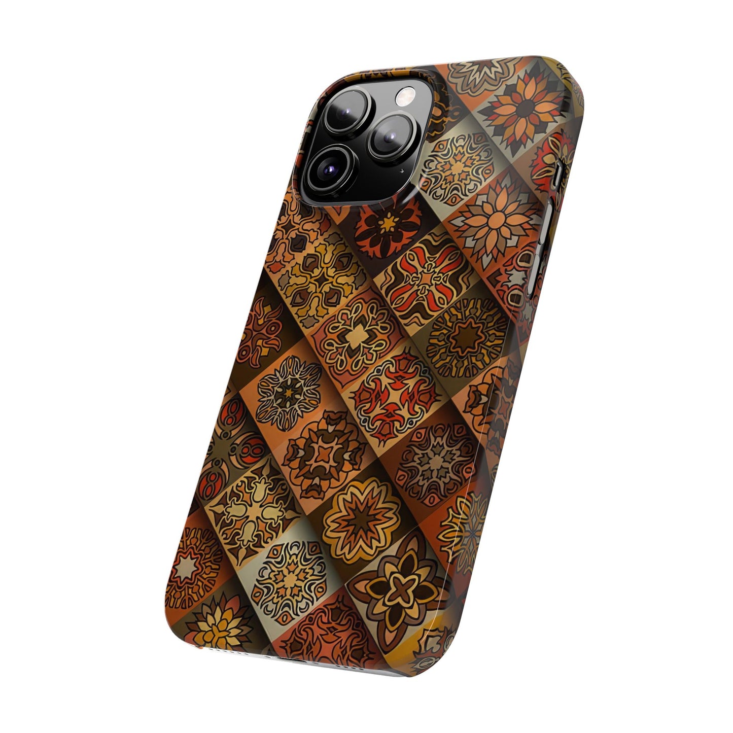 Aztec Geometric Slim Case, Boho Orange