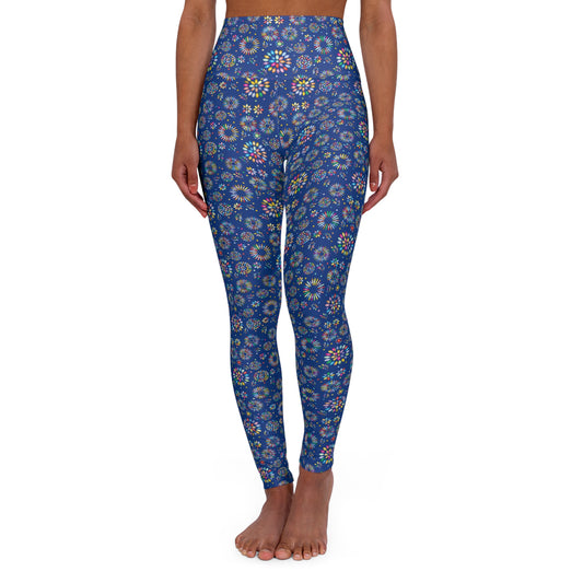 Vibrant Vibes High Waisted Yoga Leggings (AOP) / Blue