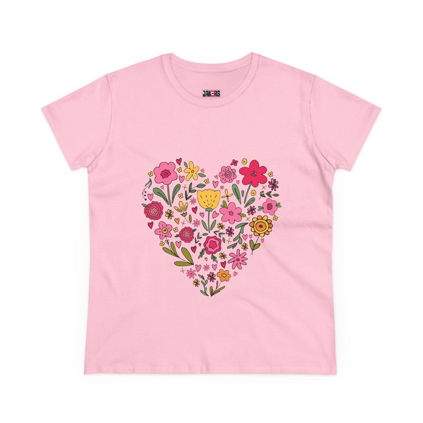 Floral Heart Women's Cotton Tee - Cute Everyday T-Shirt