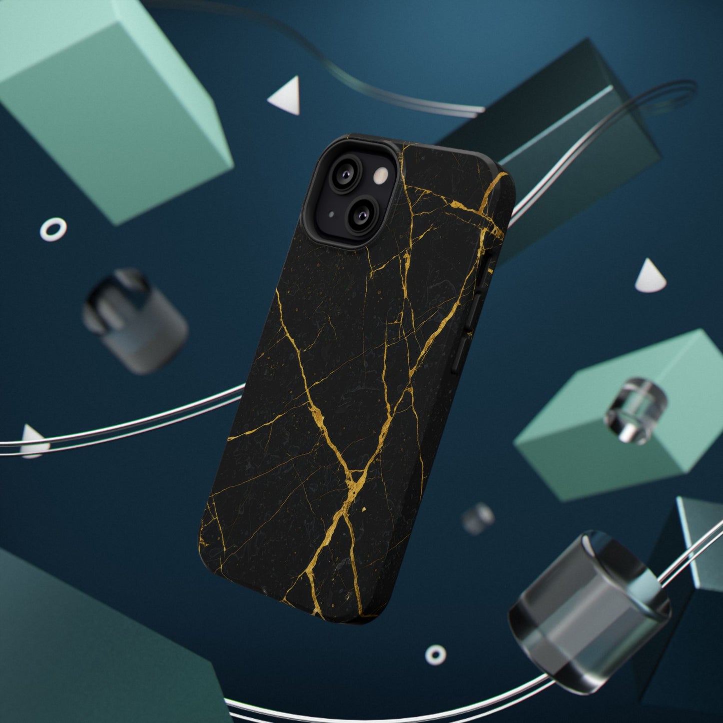 Luxury Black Marble Impact-Resistant iPhone