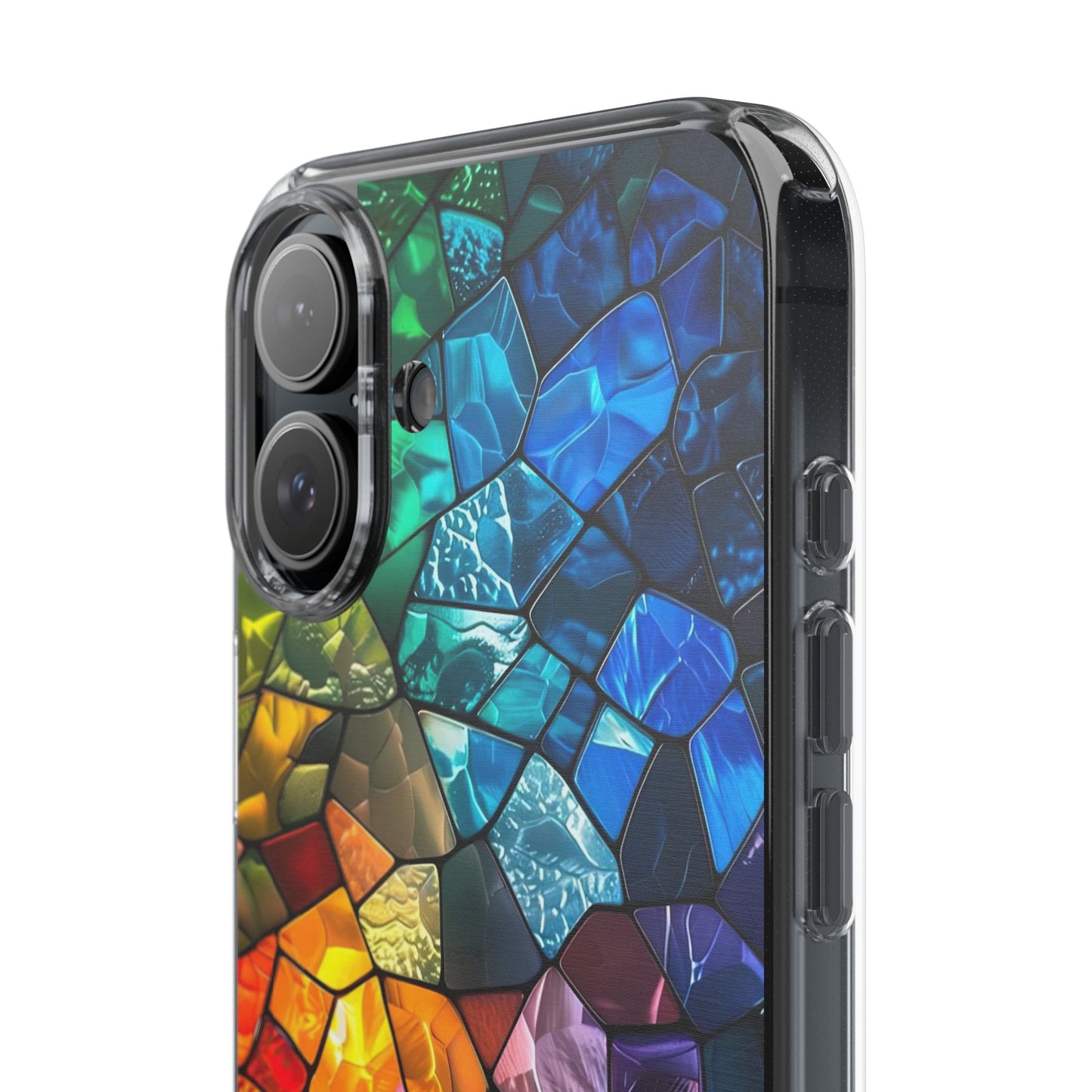 Vibrant Clear Phone Case, Colorful Stained Glass Design