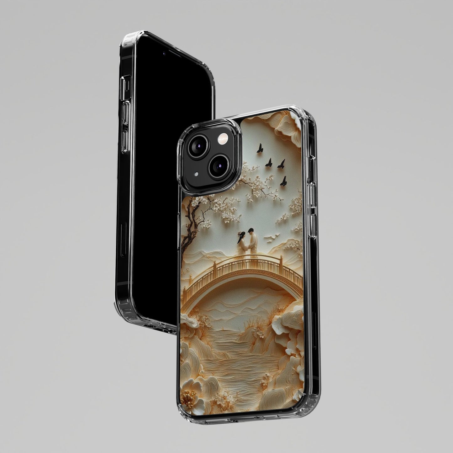 Romantic Couple 3D Effect Clear Cases,  Artistic Protective Cover