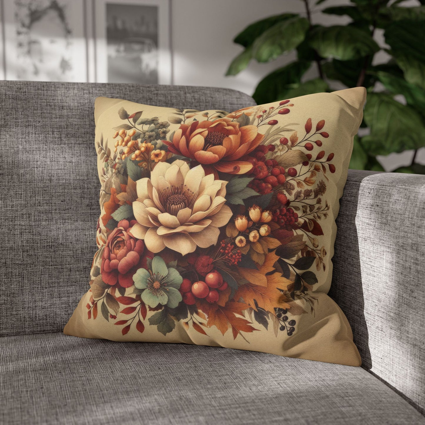 Autumn Bouquet Spun Polyester Square Pillowcase