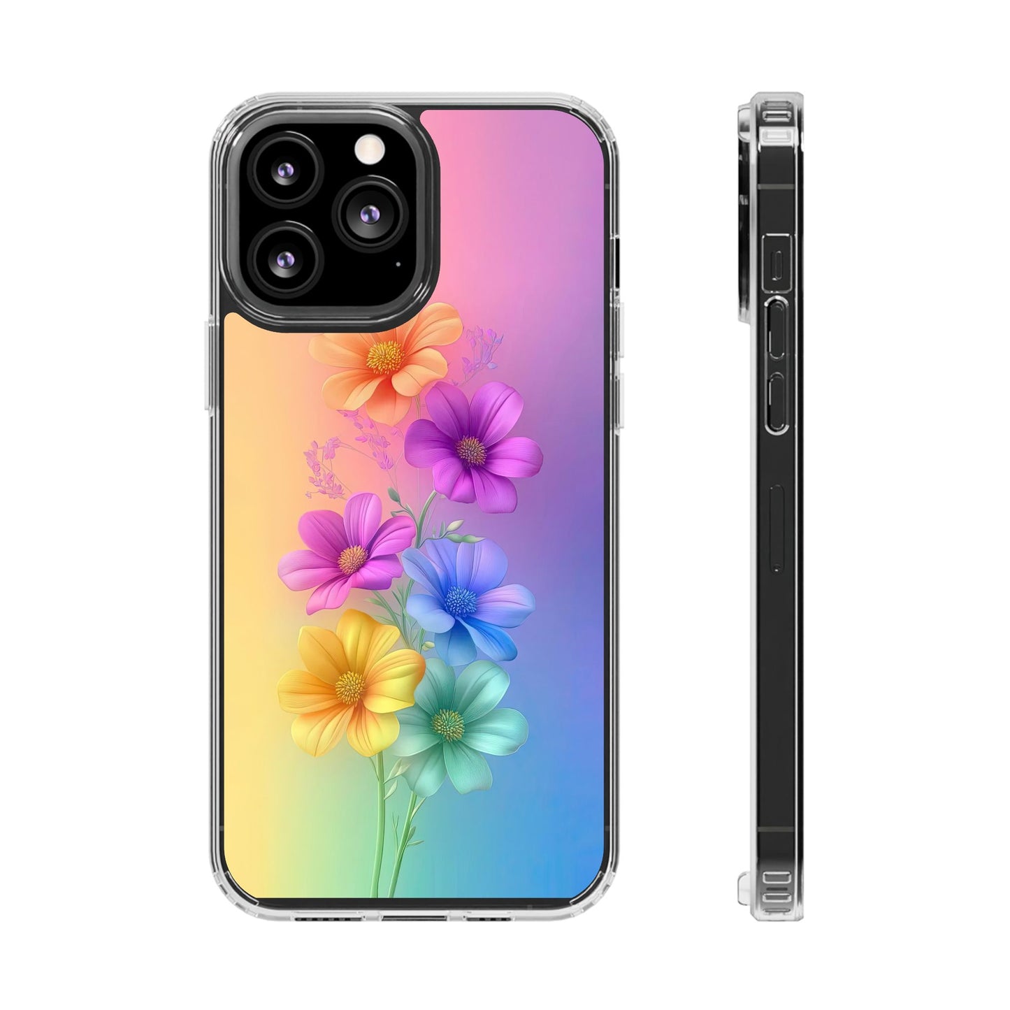 Floral Clear Phone Case – Colorful Flower Design