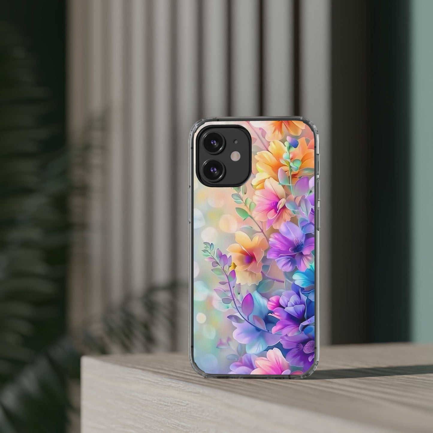 Floral Clear Phone Case -  Colorful Spring Design