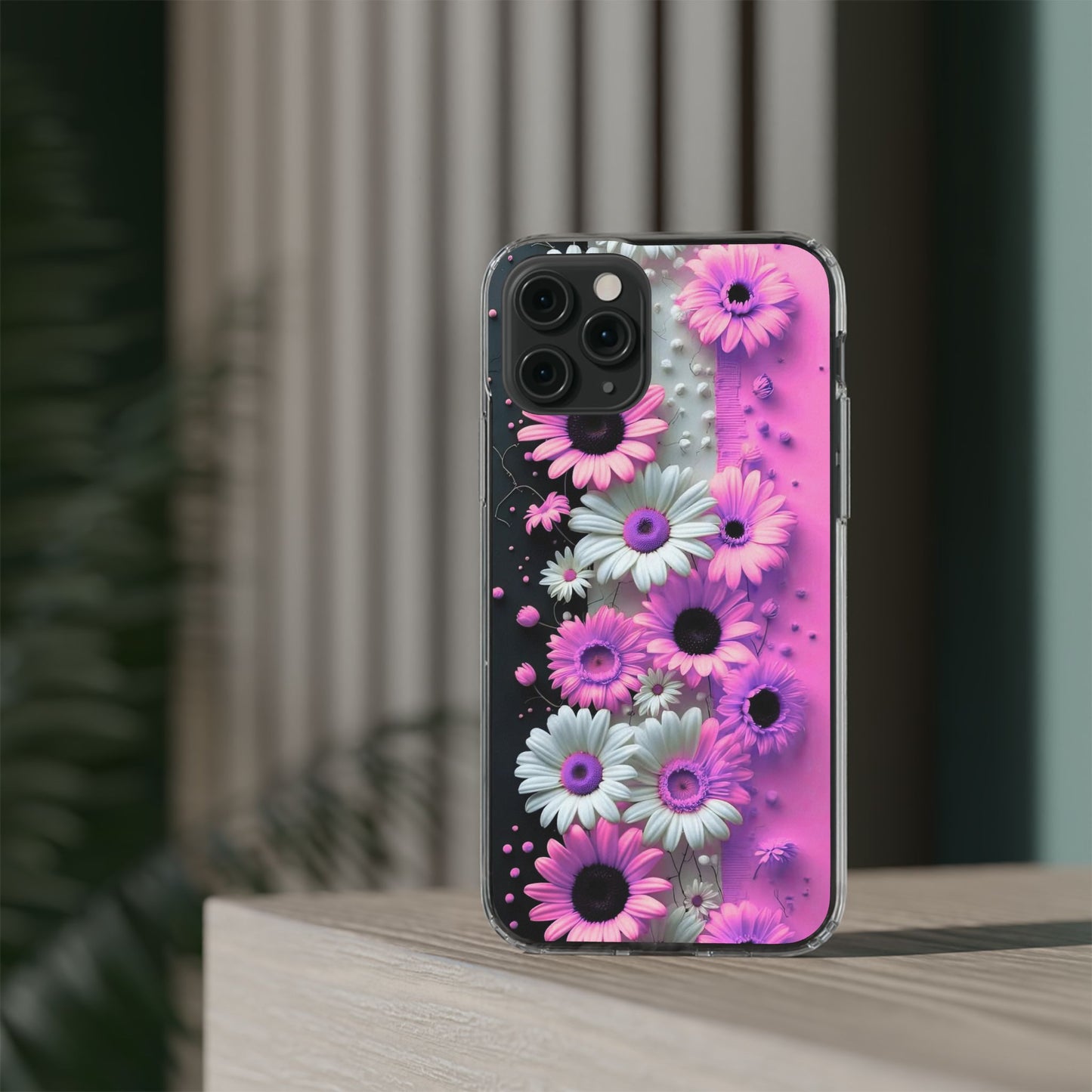 Floral Clear Phone Case – Pink Flower Design