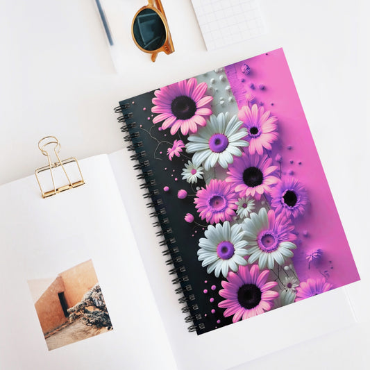 Pink Floral Spiral Notebook 6" x 8" –  Flower Design